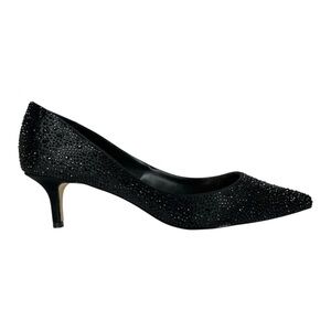 Jewel Badgley Mischka Women's Frenchie Low Heel Pumps Black Satin Size 8.5M